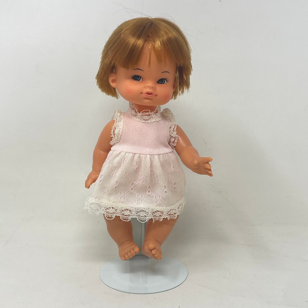 Playmates Vintage Baby Doll Pink Lace Dress Strawberry Blonde Hair